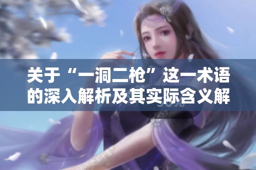關(guān)于“一洞二槍”這一術(shù)語的深入解析及其實(shí)際含義解析
