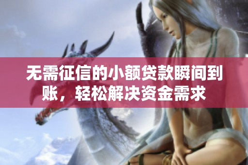 無(wú)需征信的小額貸款瞬間到賬，輕松解決資金需求
