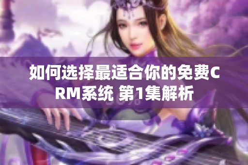 如何選擇最適合你的免費(fèi)CRM系統(tǒng) 第1集解析