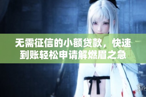 無需征信的小額貸款，快速到賬輕松申請解燃眉之急