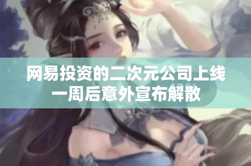 網(wǎng)易投資的二次元公司上線一周后意外宣布解散