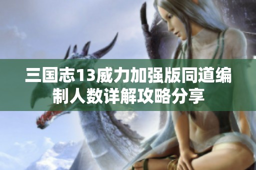 三國(guó)志13威力加強(qiáng)版同道編制人數(shù)詳解攻略分享
