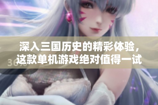 深入三國歷史的精彩體驗(yàn)，這款單機(jī)游戲絕對(duì)值得一試